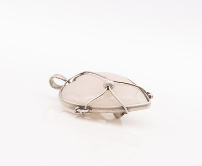 925 Sterling Silver Vintage Pendant Caged Heat Shape Gemstone  PT23398