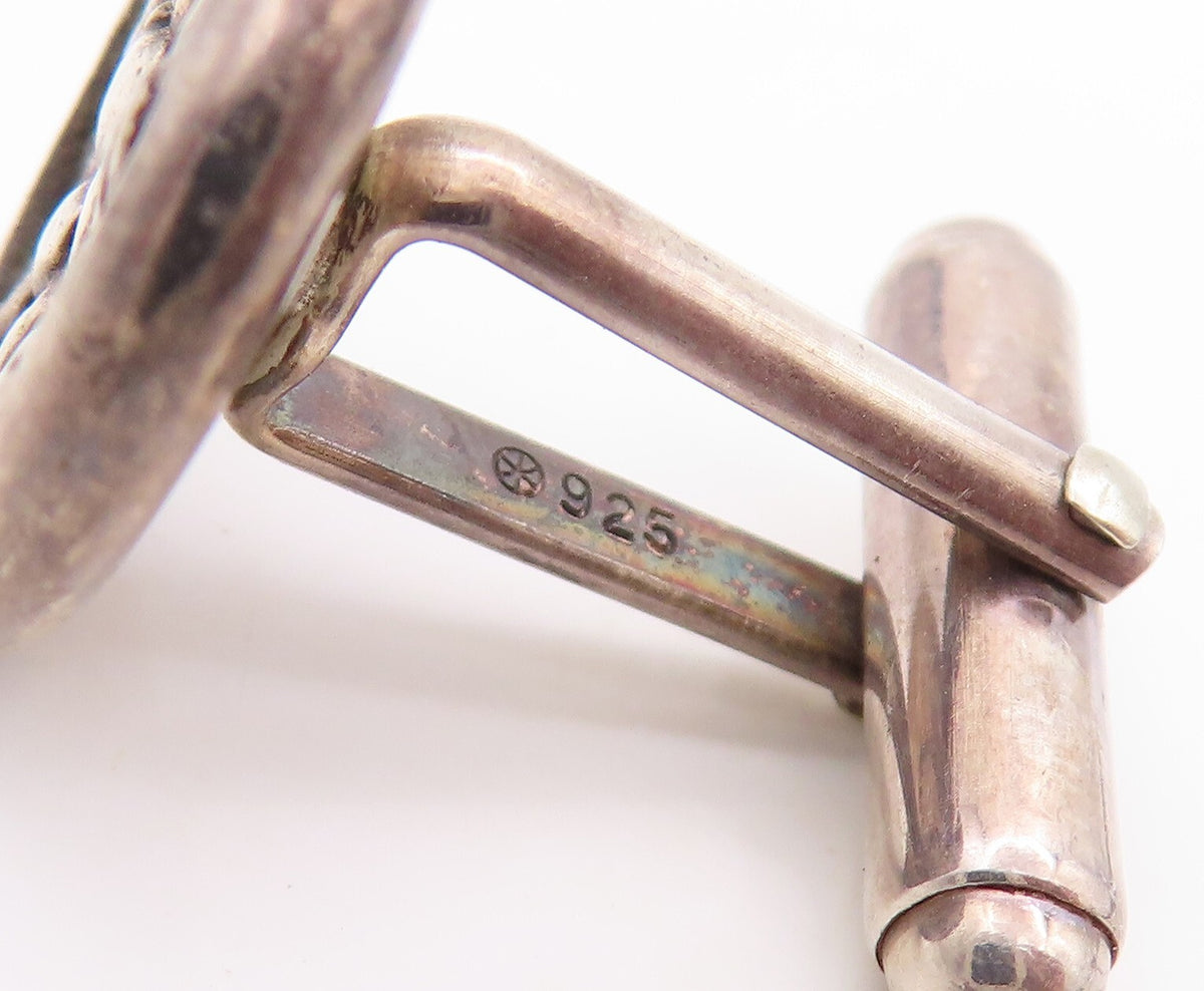 925 Sterling Silver Vintage Cuff Links PAMELA BLOOM Bubble Effect Carved TR3777