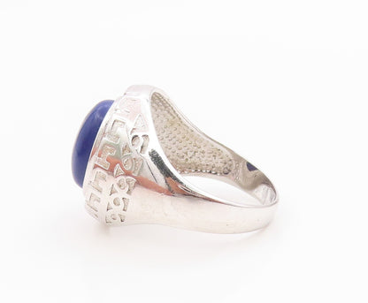 925 Sterling Silver Vintage Ring Lapis Lazuli Statement Band  Sz 11  RG36153