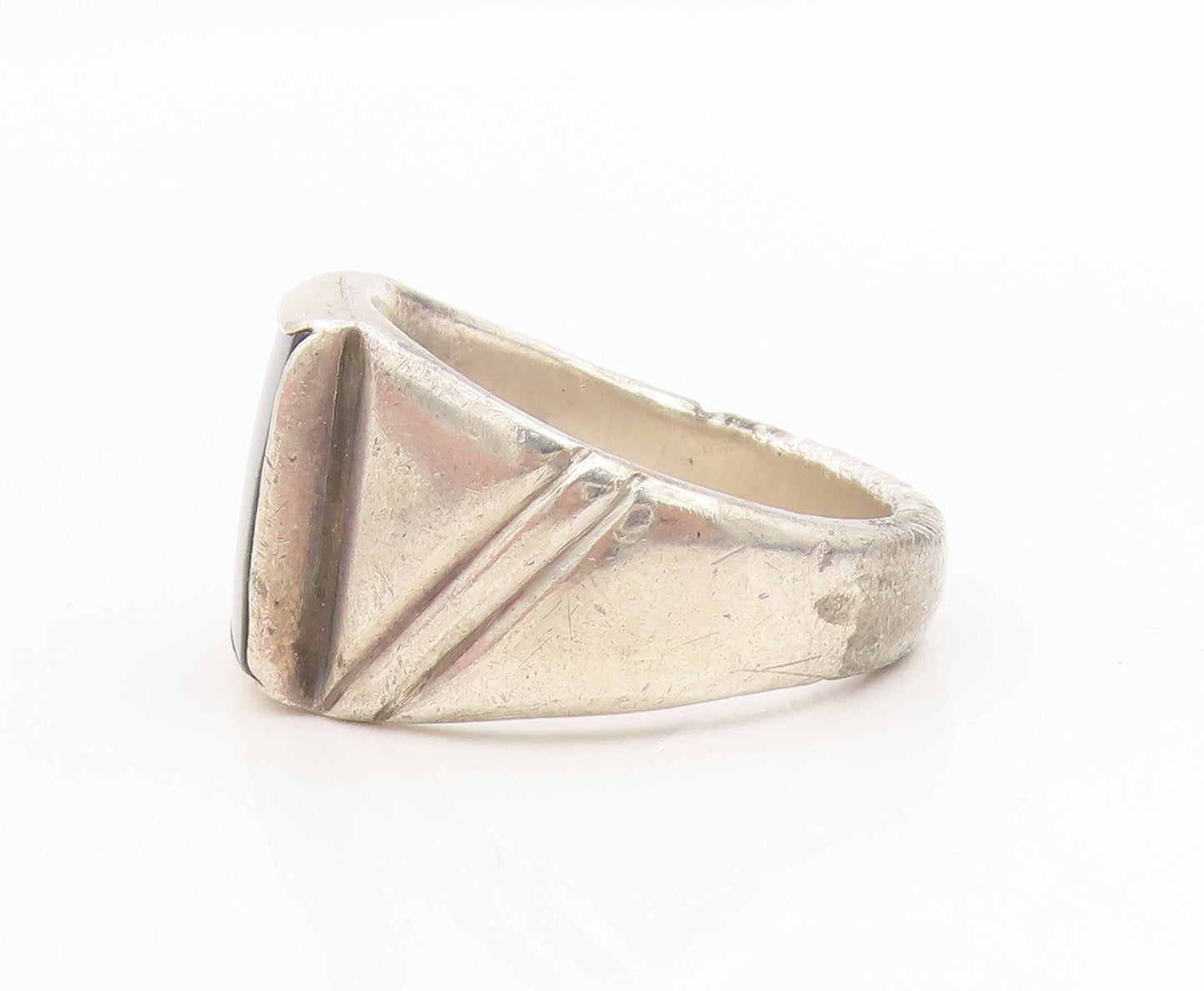 925 Sterling Silver Vintage Ring Rectangular Onyx Signet Band  Sz 12.5  RG35047