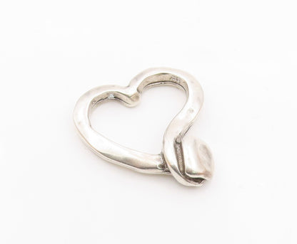 925 Sterling Silver  Vintage Shiny Modenrist Love Heart Pendant  PT15059