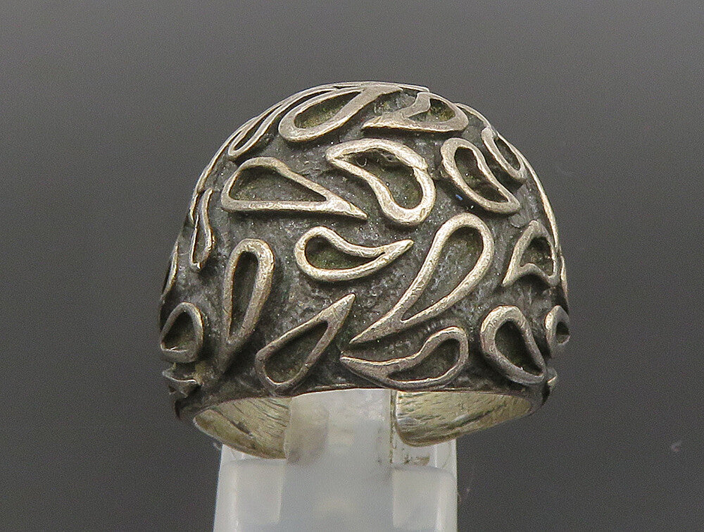 925 Sterling Silver Vintage Scattered Teardrop Pattern Dome Ring Sz 10 RG24425