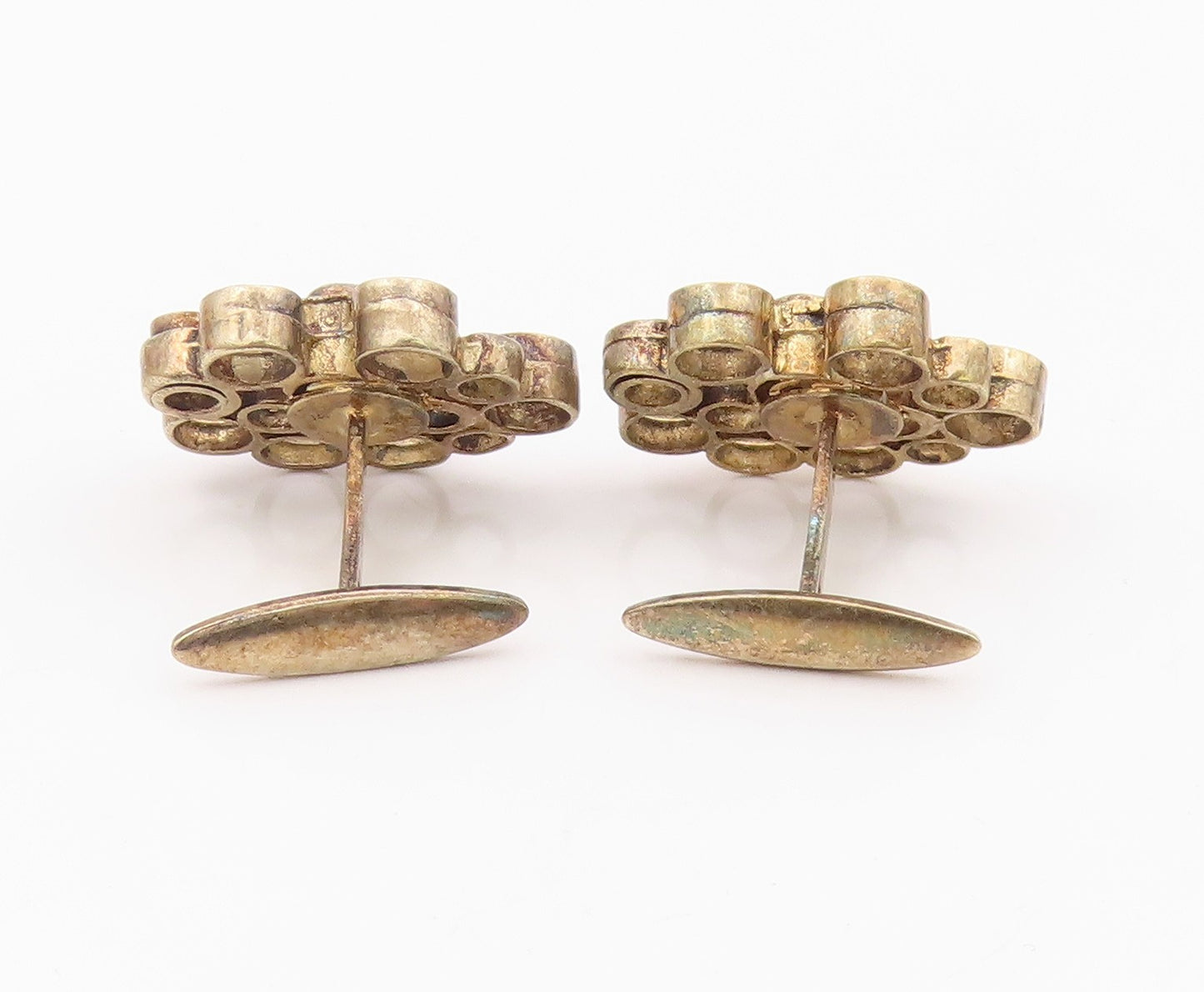 925 Sterling Silver  Vintage Cubic Zirconia Open Circles Cufflinks  TR2657