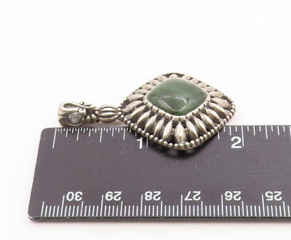 925 Sterling Silver Vintage Pendant CAROLYN POLLACK Jade Geometric Charm PT26258