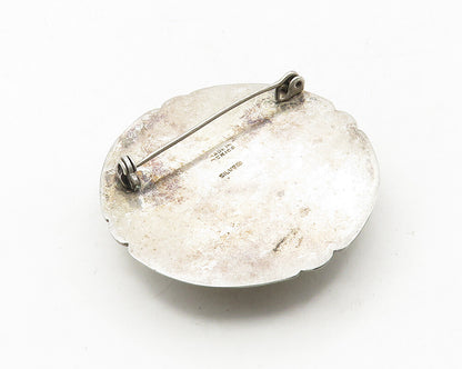MEXICO 925 Sterling Silver  Vintage Cabochon Cut Jasper Brooch Pin  BP4098