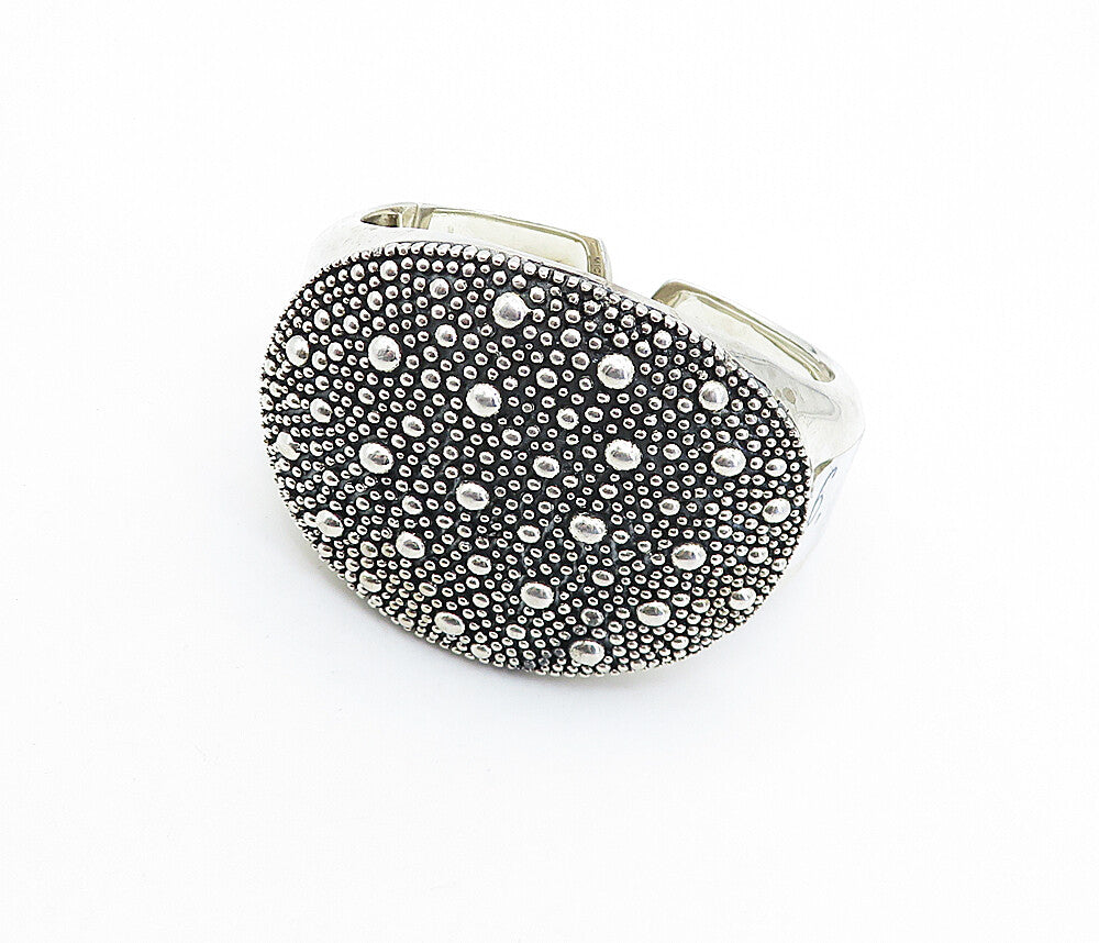 MICHAEL DAWKINS 925 Silver  Circle Patterned Large Hinge Cuff Bracelet  BT2702