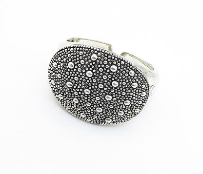 MICHAEL DAWKINS 925 Silver  Circle Patterned Large Hinge Cuff Bracelet  BT2702