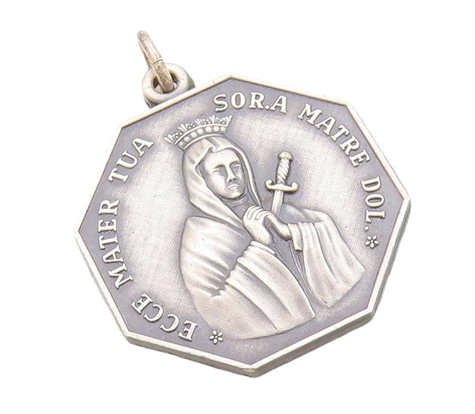925 Sterling Silver Vintage Pendant Dark Tone Religious Saint Carved  PT23866