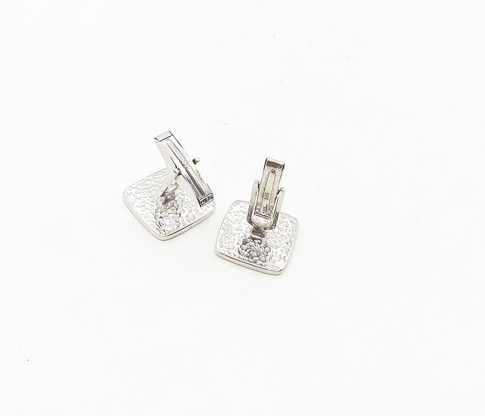 925 Sterling Silver  Vintage Shiny Celtic Knot Cross Square Cufflinks  TR1537