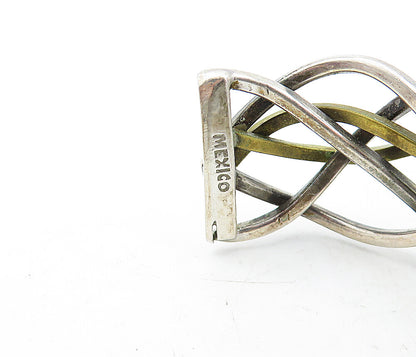 MEXICO 925 Sterling Silver  Vintage 2 Tone Weaved Design Cuff Bracelet  BT1955