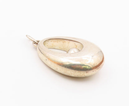 DESIGNER 925 Silver  Vintage Heavy Open Pear Shape With Bead Pendant  PT21925