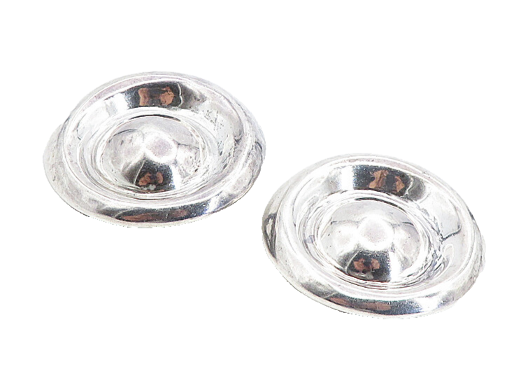 MEXICO 925 Silver Vintage Shiny Round Dome Non Pierce Drop Earrings  EG4405