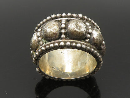 925 Sterling Silver  Vintage Beaded Raised Edge Band Ring Sz 8  RG24238