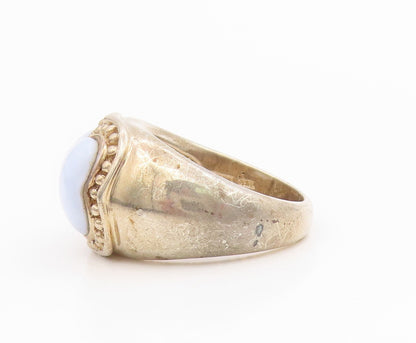925 Sterling Silver Vintage Ring Blue Lucky Clover Dome Design  Sz 7  RG34462