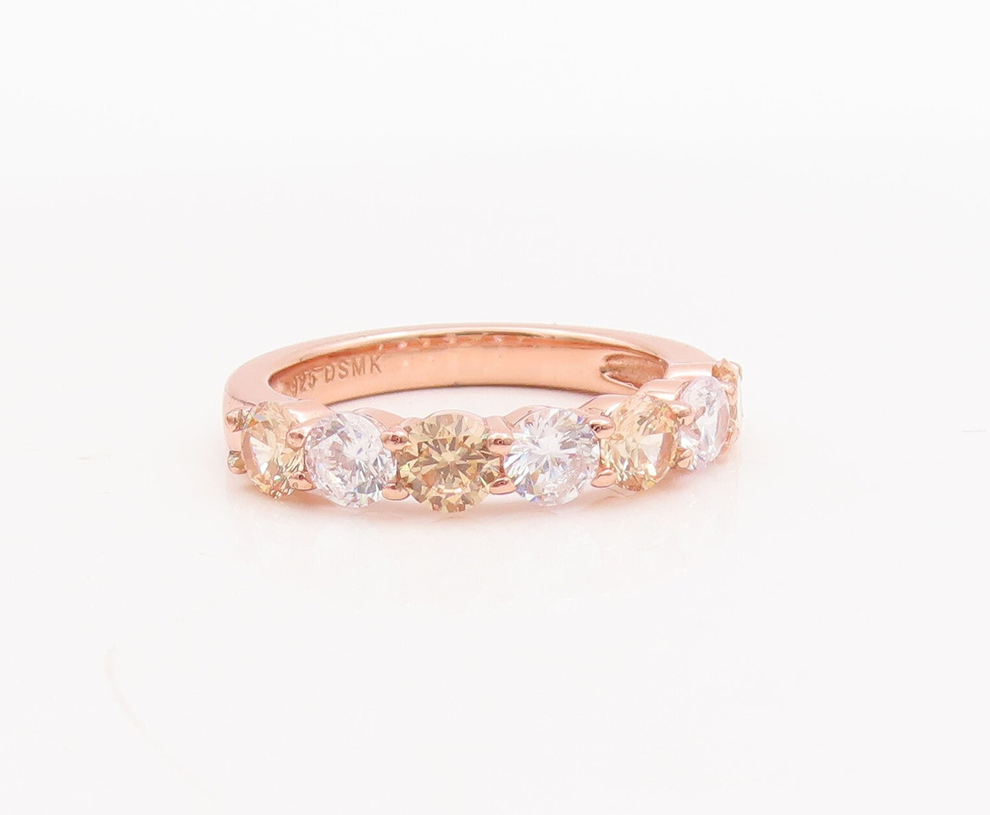 925 Sterling Silver Vintage Ring Rose Gold Plated Topaz 4 Ring Set Sz 7  RG29230