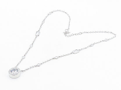 925 Sterling Silver Shiny Multi Shape Cubic Zirconia Chain Necklace NE1307