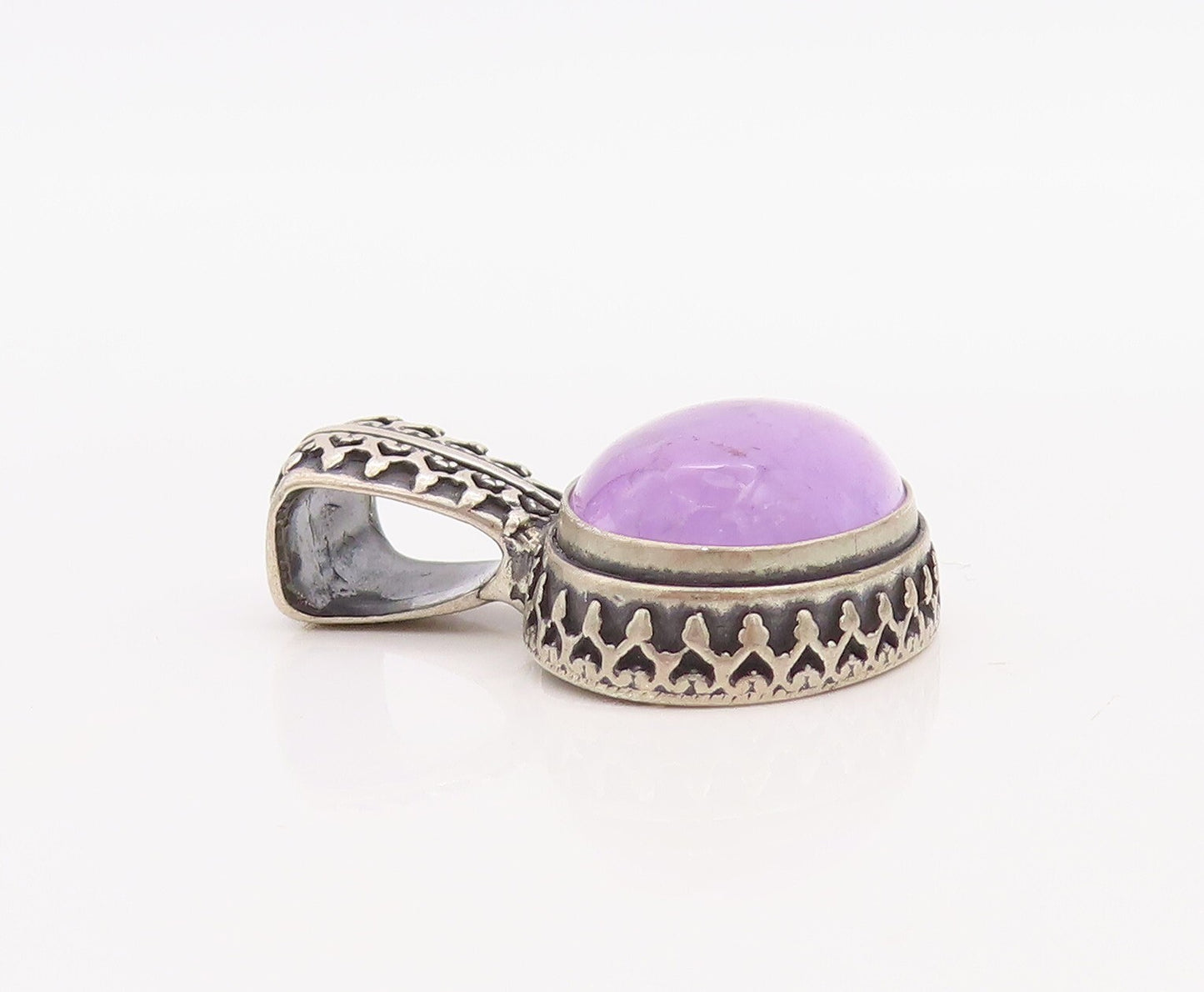 925 Sterling Silver Vintage Pendant CAROLYN POLLACK Oval Purple Gemstone PT23495