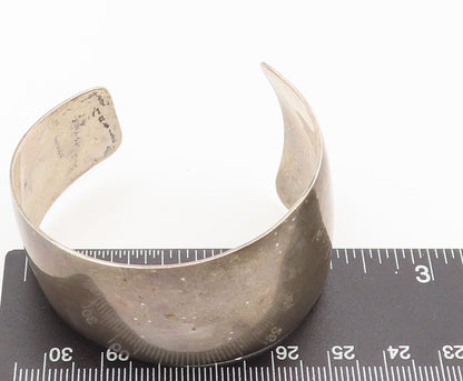 YALE NAVAJO 925 Silver  Vintage Minimalist Broad Band Cuff Bracelet  BT9952