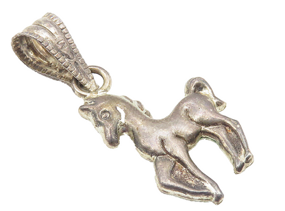 925 Sterling Silver  Vintage Petite Dark Tone Hollow Horse Pendant  PT8222