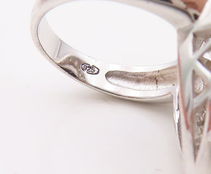 925 Sterling Silver Vintage Ring Solid Drop Cut Onyx CZ Framed  Sz 7  RG30695