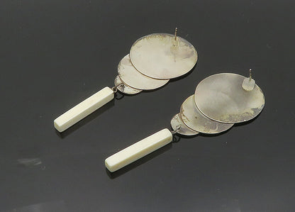 DESIGNER 925 Silver  Vintage Dark Tone White Stone Dangle Earrings  EG10050