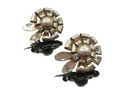 925 Sterling Silver  Vintage Modernist Dark Tone Non Pierce Earrings  EG4639