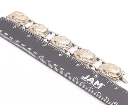 925 Sterling Silver Vintage Bracelet Antique Floral Cutout Parrot  BT11266