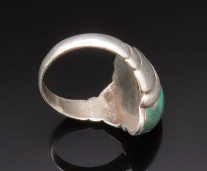 EUROPEAN 925 Silver  Vintage Graduated Malachite Dome Ring Sz 7  RG25098