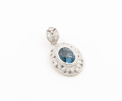925 Sterling Silver Vintage Pendant JUDITH RIPKA Faceted Topaz Charm  PT26653