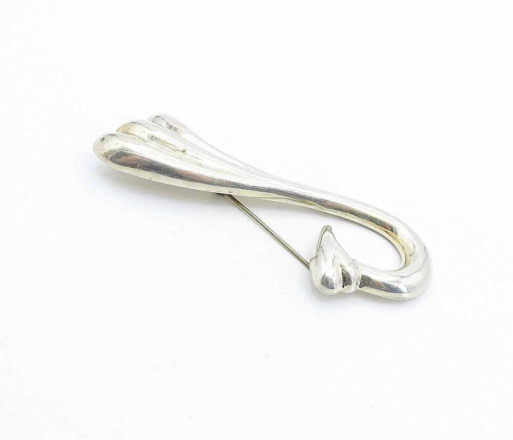 925 Sterling Silver  Vintage Hollow Smooth Fluted Swirl Brooch Pin  BP2185