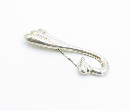925 Sterling Silver  Vintage Hollow Smooth Fluted Swirl Brooch Pin  BP2185