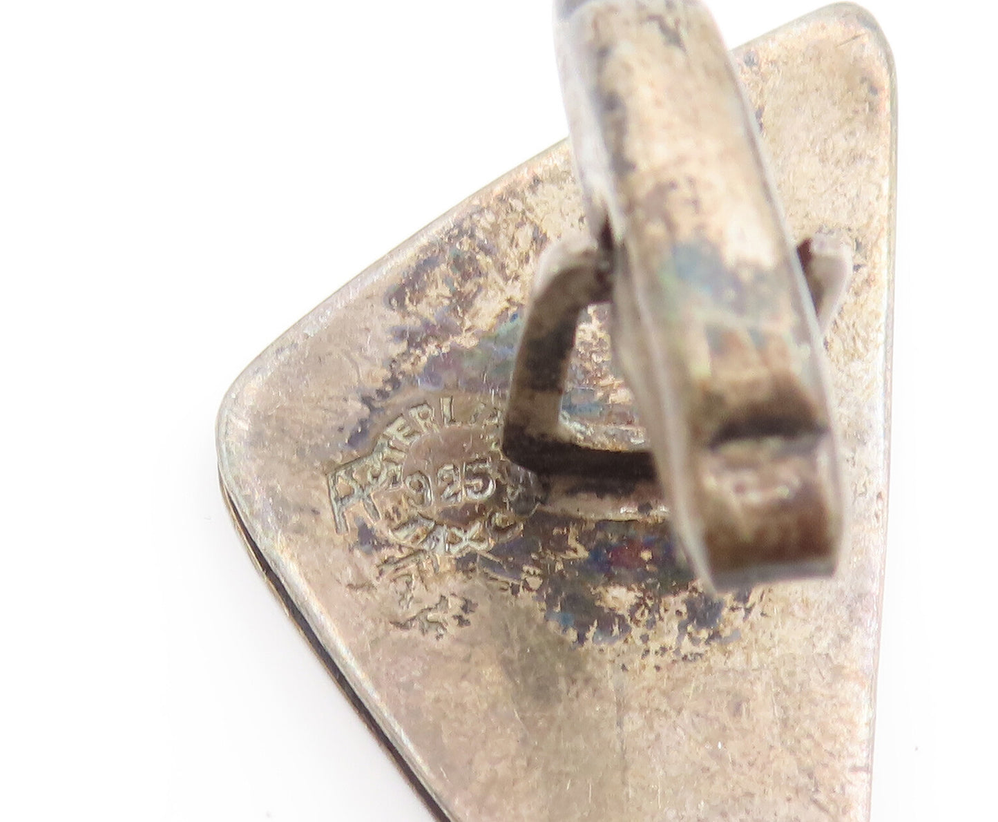 MEXICO 925 Silver  Vintage Carved Flying Bird Triangle Solid Cuff Links TR3603