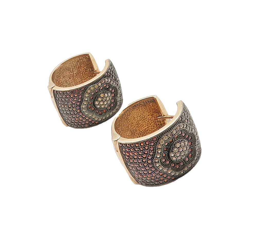 925  Silver  Vintage Genuine Diamonds Rose Gold Plated Hoop Earrings  EG7903