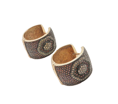 925  Silver  Vintage Genuine Diamonds Rose Gold Plated Hoop Earrings  EG7903