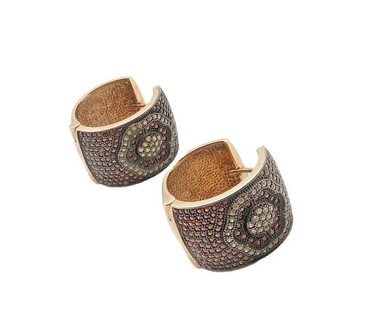 925  Silver  Vintage Genuine Diamonds Rose Gold Plated Hoop Earrings  EG7903