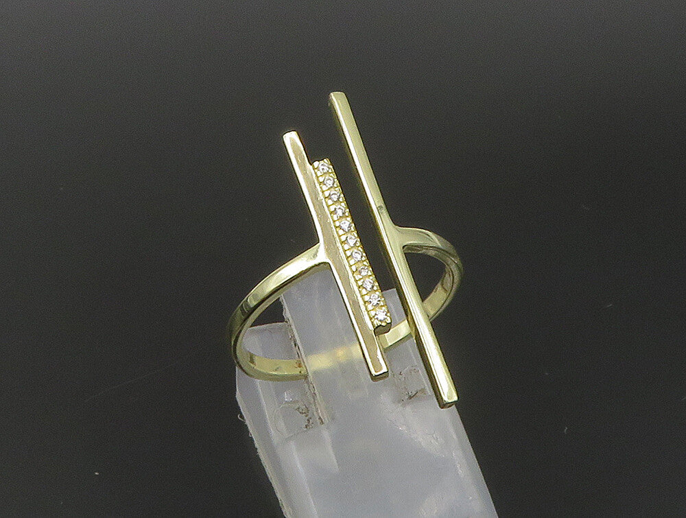 925 Sterling Silver  Vintage Topaz Gold Plated Shiny Band Ring Sz 8  RG24053