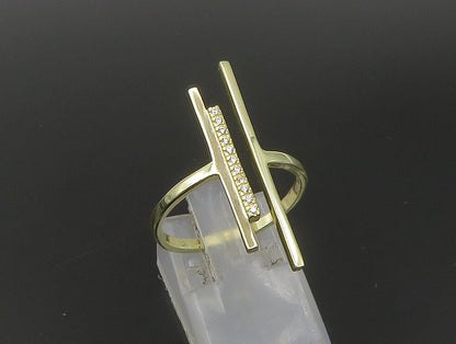 925 Sterling Silver  Vintage Topaz Gold Plated Shiny Band Ring Sz 8  RG24053