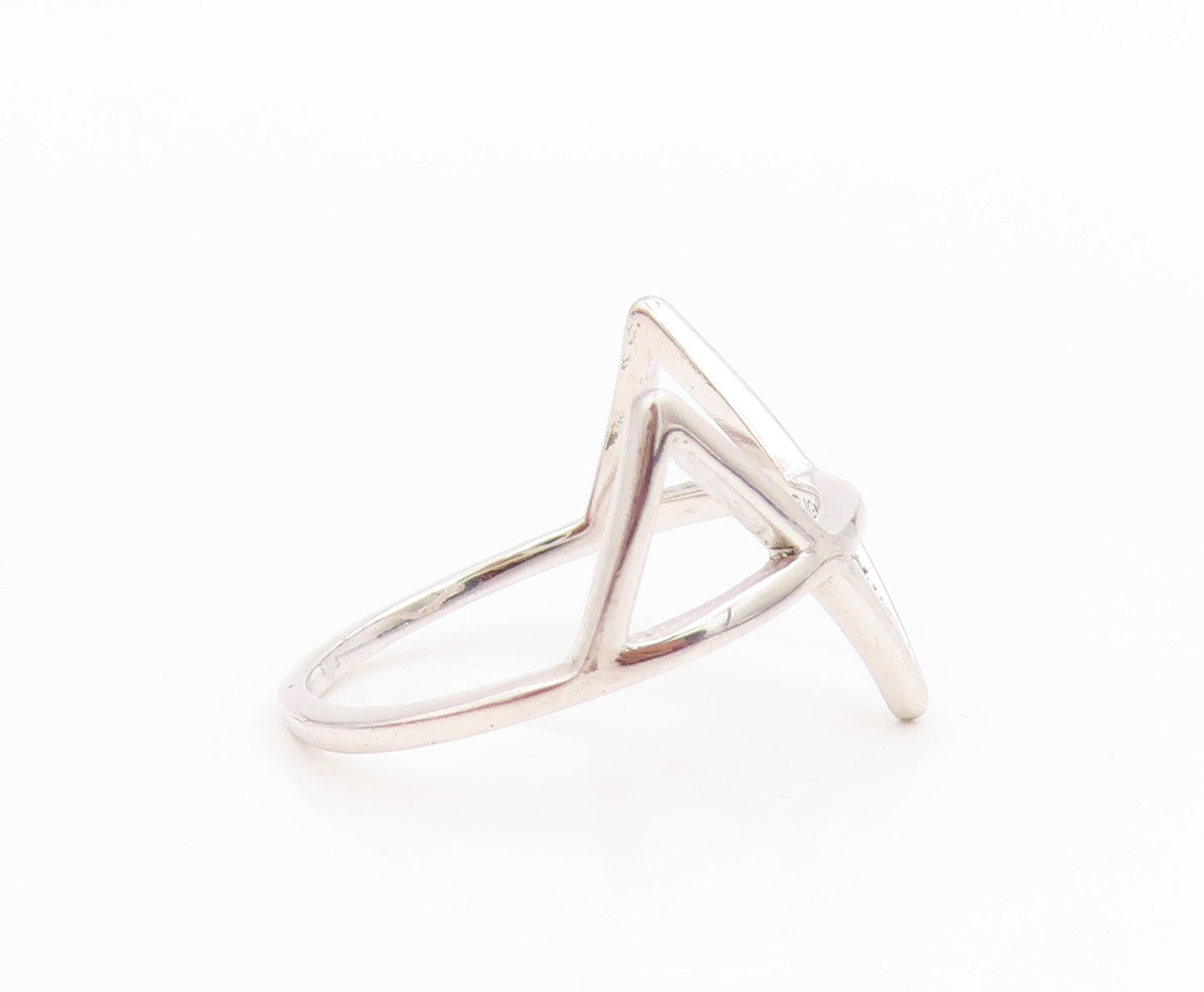 925 Sterling Silver Vintage Ring Minimalist Open Triangles Band  Sz 7  RG35708