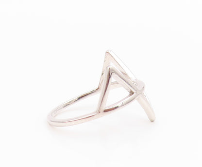 925 Sterling Silver Vintage Ring Minimalist Open Triangles Band  Sz 7  RG35708