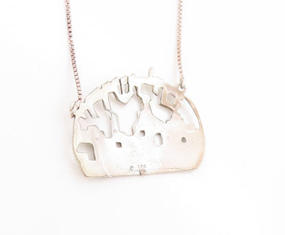925 Sterling Silver Vintage Necklace The Wall Of Jerusalem Scenery Chain  NE4619