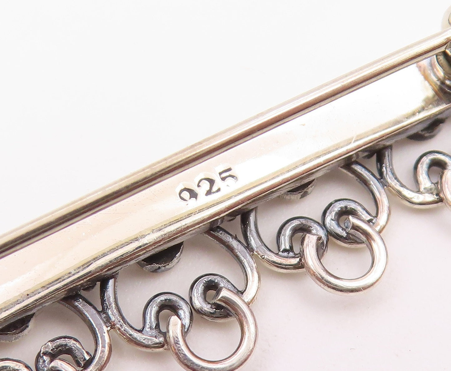 925 Sterling Silver  Vintage Dotted Four Open Love Hearts Brooch Pin  BP9622