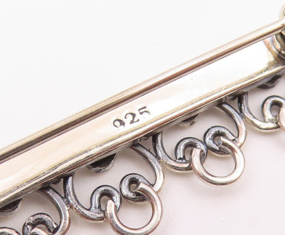 925 Sterling Silver  Vintage Dotted Four Open Love Hearts Brooch Pin  BP9622
