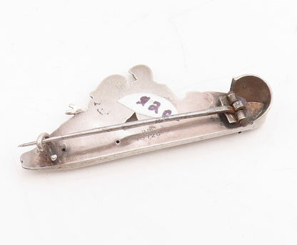 925 Sterling Silver Vintage Brooch European Design Couple On Boat  BP11495