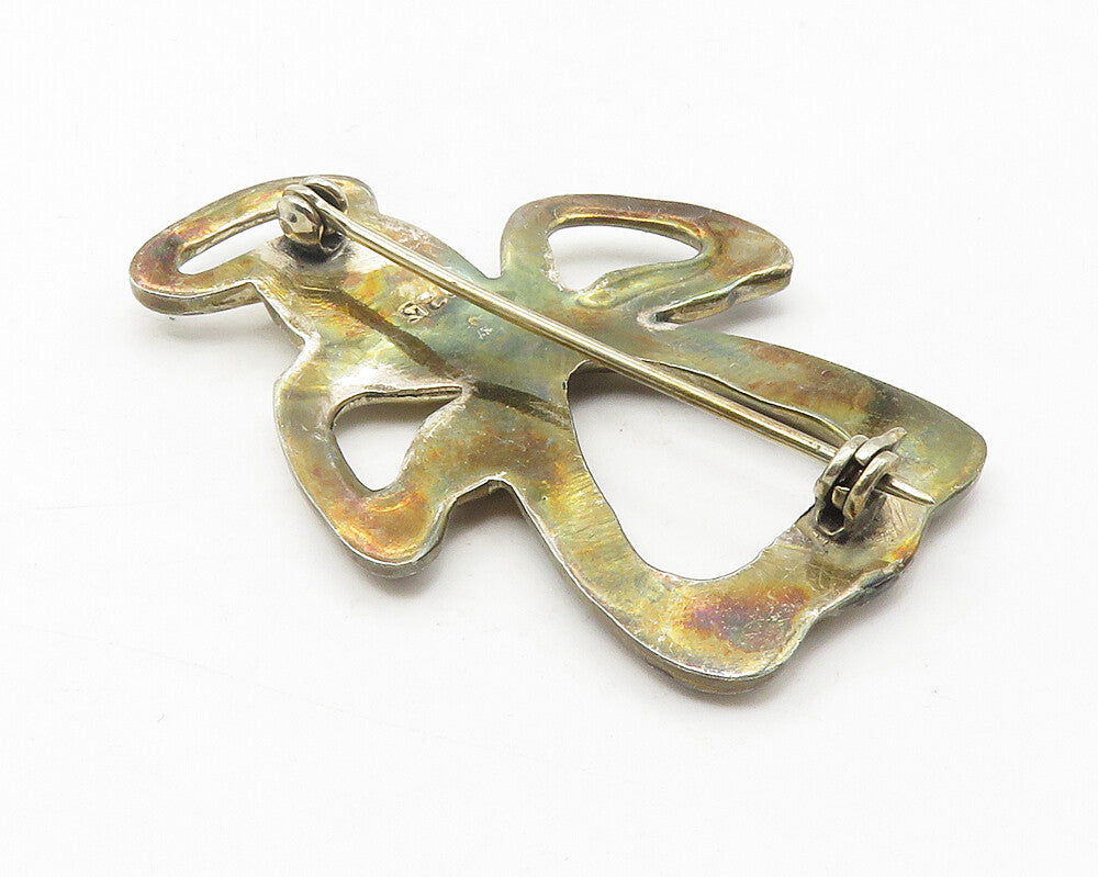 925 Sterling Silver  Vintage Shiny Angel Outline Smooth Brooch Pin  BP4328