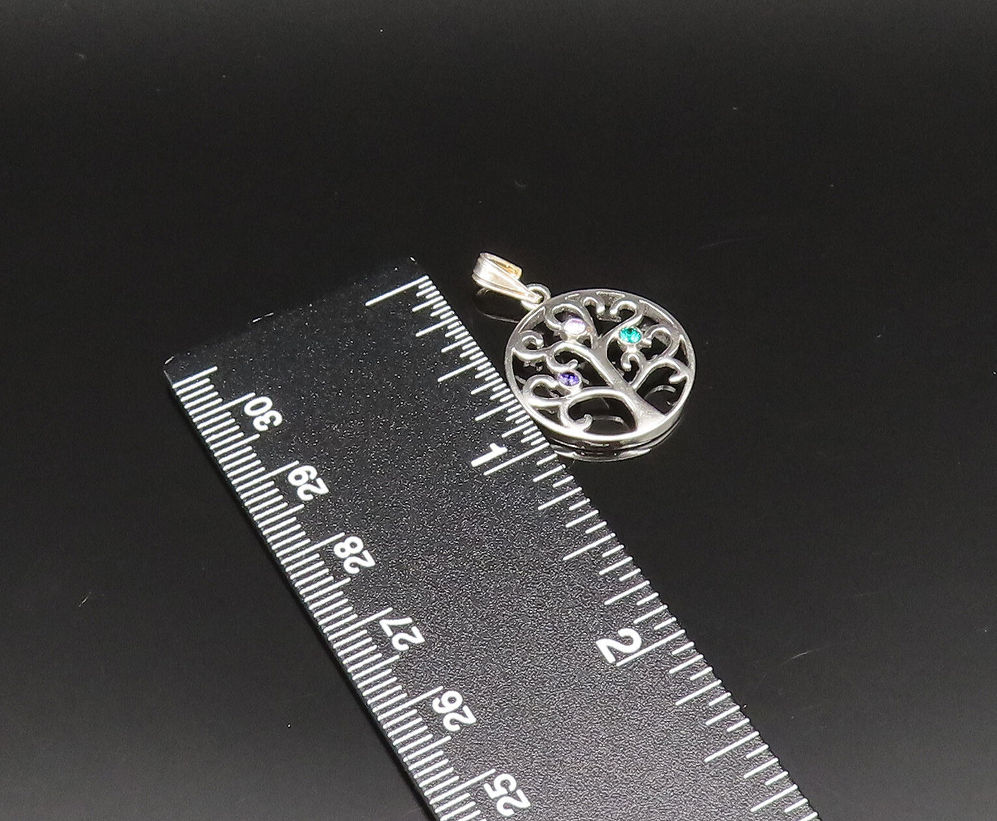 925 Silver  Vintage Amethyst Kunzite & Emerald Tree Of Life Pendant  PT21152