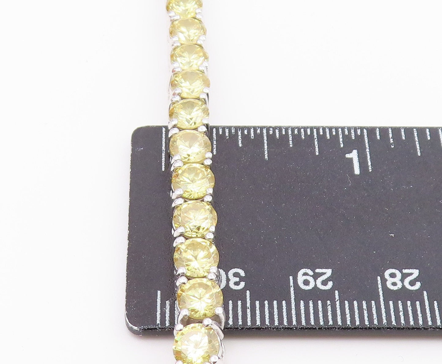 925 Sterling Silver  Vintage Yellow Cubic Zirconia Tennis Bracelet  BT8991