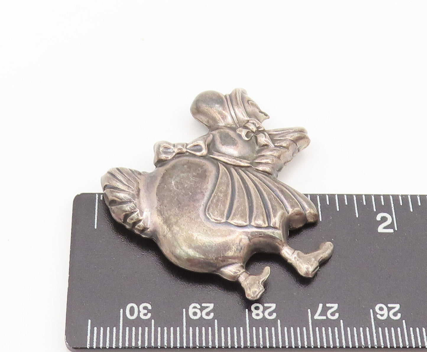 925 Sterling Silver  Vintage Antique Walking mama Chicken Brooch Pin  BP10419