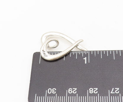925 Sterling Silver  Vintage Minimalist Solid Swirled Heart Pendant  PT22385