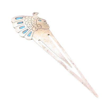 925 Sterling Silver Vintage Book Mark TAXCO Turquoise Inlay Headdress  TR3949