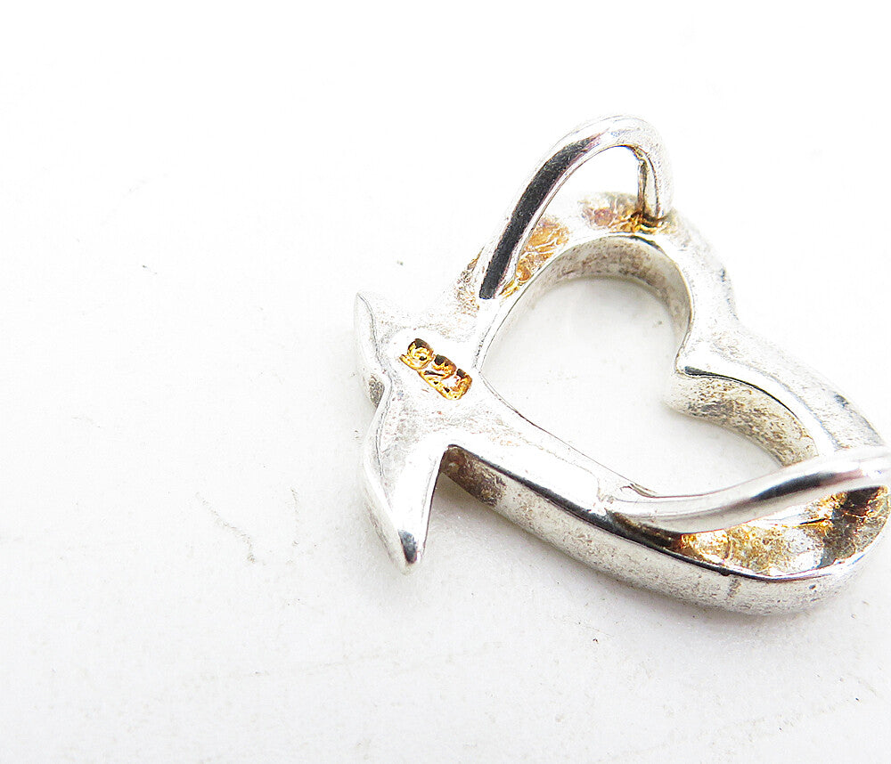 925 Sterling Silver  Vintage Shiny Petite Open Love Heart Slide Pendant PT3644